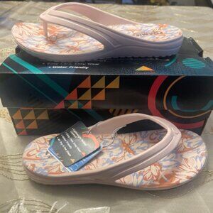 NWB Skechers women’s bay breeze- island kiss blush flip flops size 6